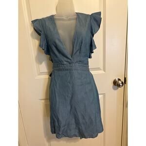 Majorelle  Wrap Dress Ruffle Sleeve Tie Waist Size S